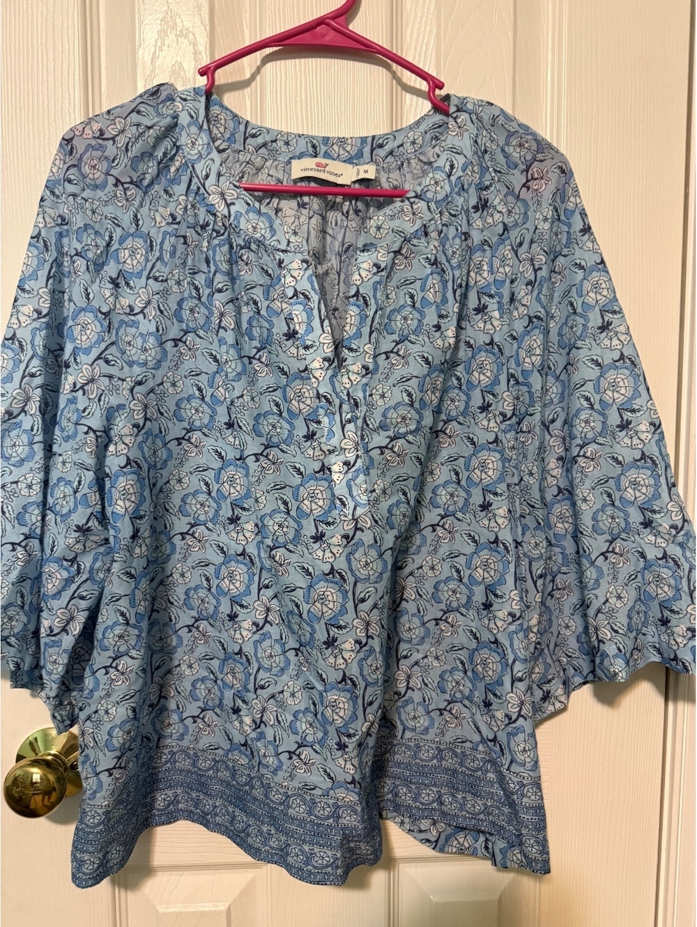 Vineyard Vines Women's Blue Floral Blouse Size M